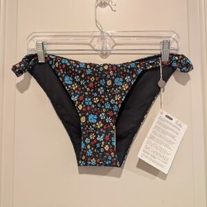 Ganni Swim Bikini Bottoms - Floral Black and Blue  Size 14